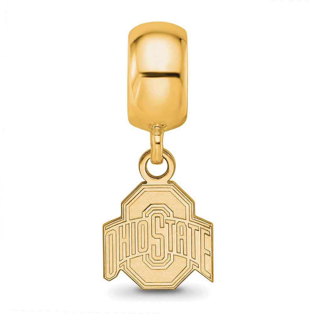 Alternate view of the 14k Gold Plated Silver Ohio State Univ. XS 'O' Dangle Bead Charm by The Black Bow Jewelry Co.