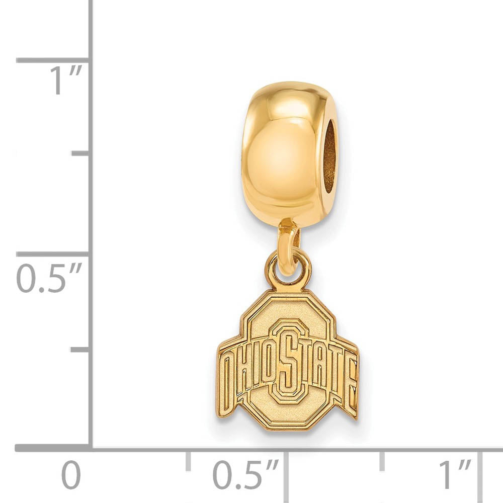 Alternate view of the 14k Gold Plated Silver Ohio State Univ. XS 'O' Dangle Bead Charm by The Black Bow Jewelry Co.