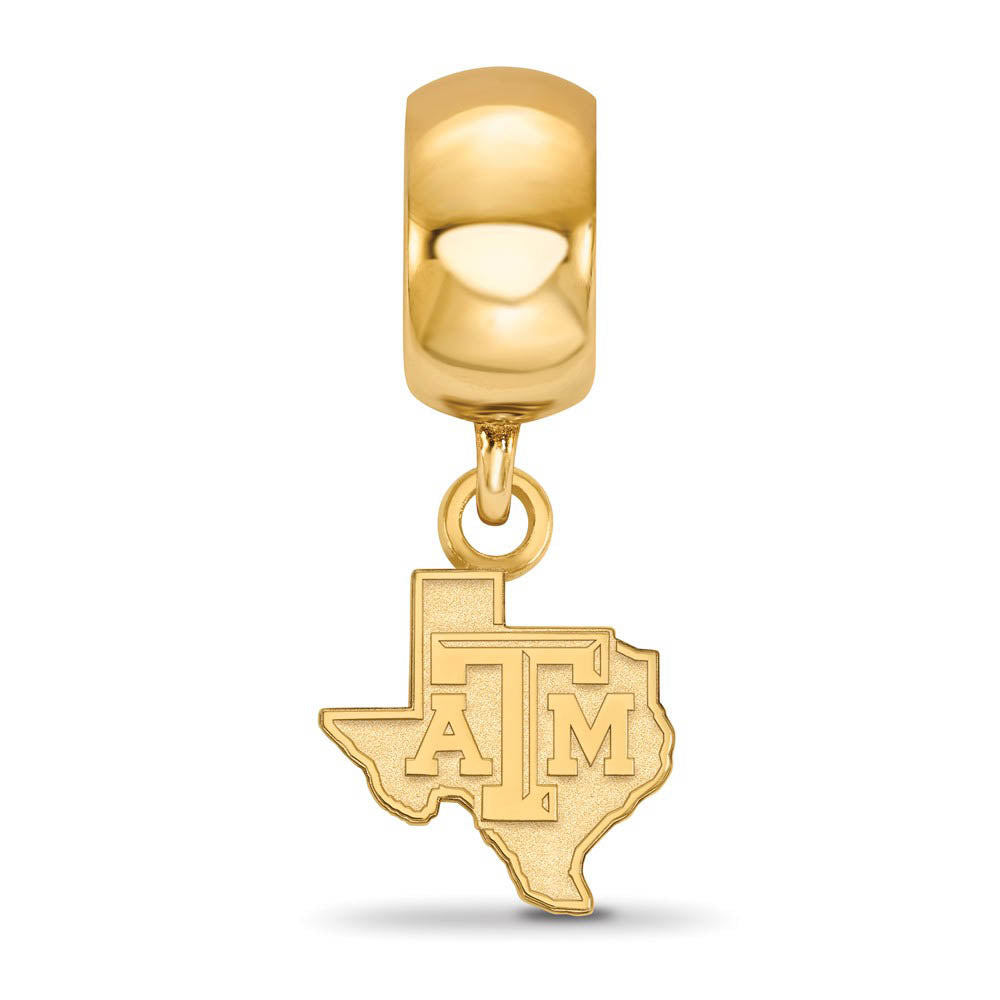 Alternate view of the 14k Gold Plated Silver Texas A&M University XS Dangle Bead Charm by The Black Bow Jewelry Co.