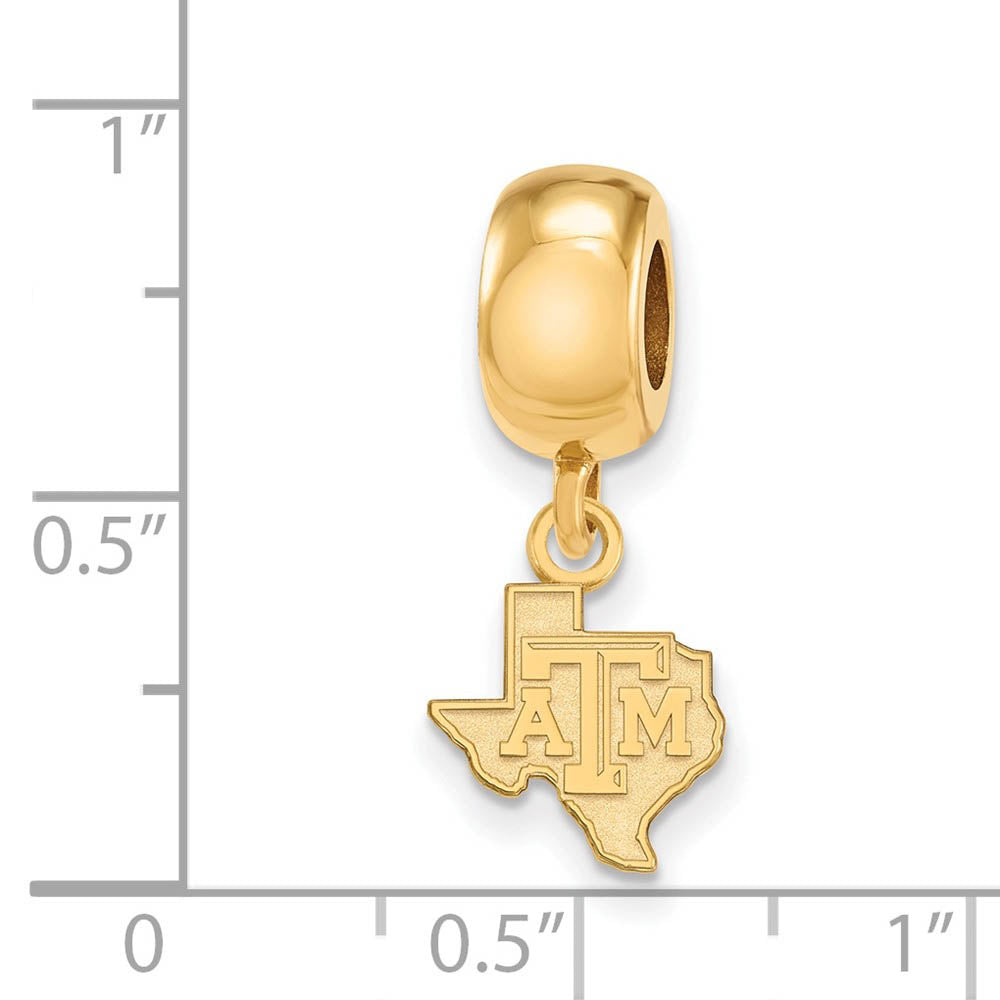 Alternate view of the 14k Gold Plated Silver Texas A&M University XS Dangle Bead Charm by The Black Bow Jewelry Co.