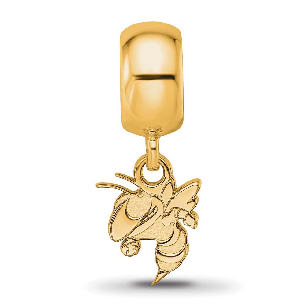 Alternate view of the 14k Gold Plated Silver Georgia institute of Tech XS Dangle Bead Charm by The Black Bow Jewelry Co.