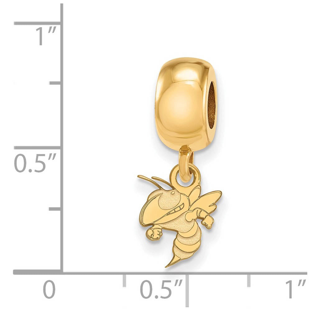 Alternate view of the 14k Gold Plated Silver Georgia institute of Tech XS Dangle Bead Charm by The Black Bow Jewelry Co.
