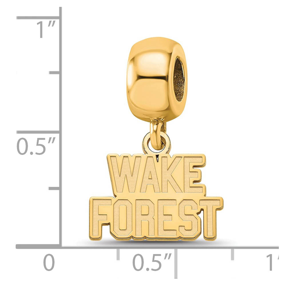 Alternate view of the 14k Gold Plated Silver Wake Forest University XS Dangle Bead Charm by The Black Bow Jewelry Co.