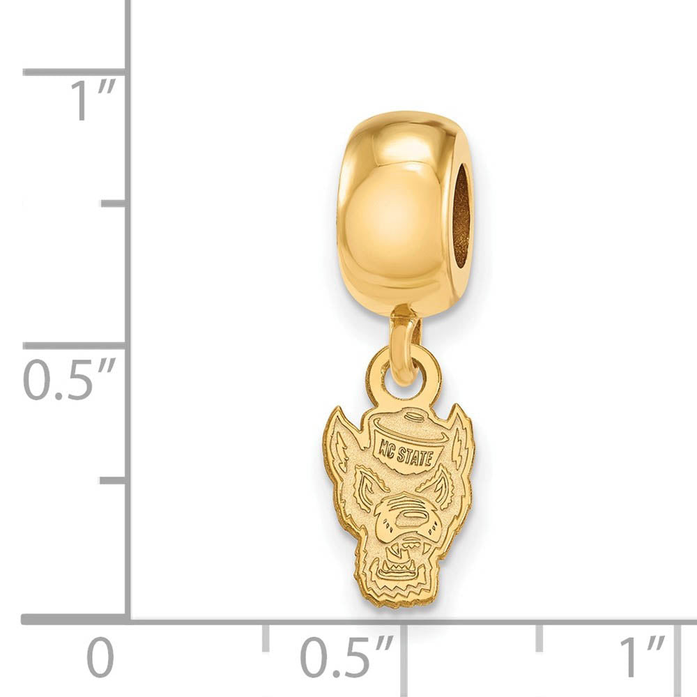 Alternate view of the 14k Gold Plated Silver North Carolina State U XS Dangle Bead Charm by The Black Bow Jewelry Co.
