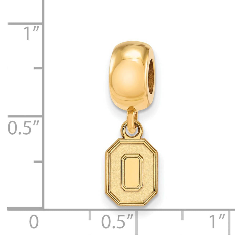Alternate view of the 14k Gold Plated Silver Ohio State University XS Dangle Bead Charm by The Black Bow Jewelry Co.