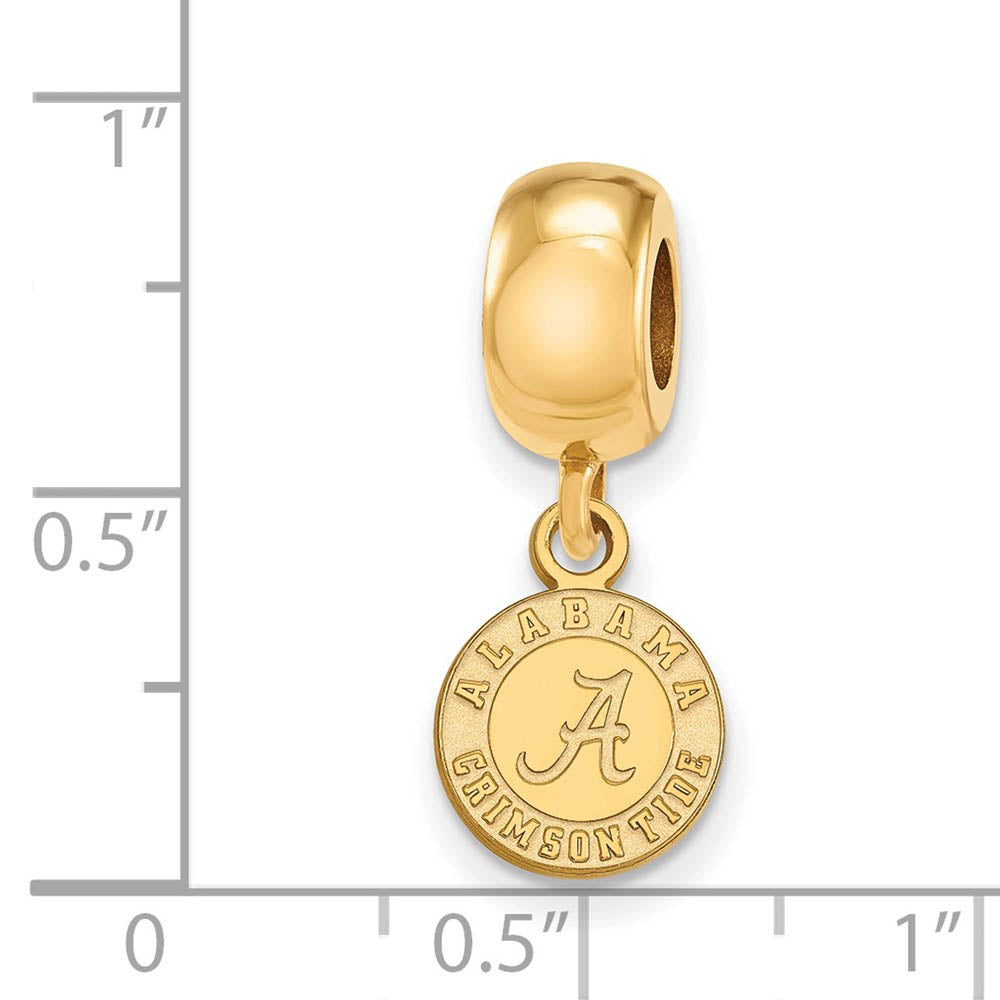 Alternate view of the 14k Gold Plated Silver University of Alabama XS Dangle Bead Charm by The Black Bow Jewelry Co.