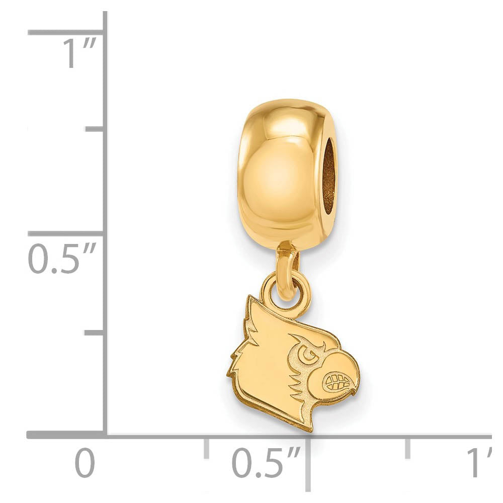 Alternate view of the 14k Gold Plated Silver University of Louisville XS Dangle Bead Charm by The Black Bow Jewelry Co.