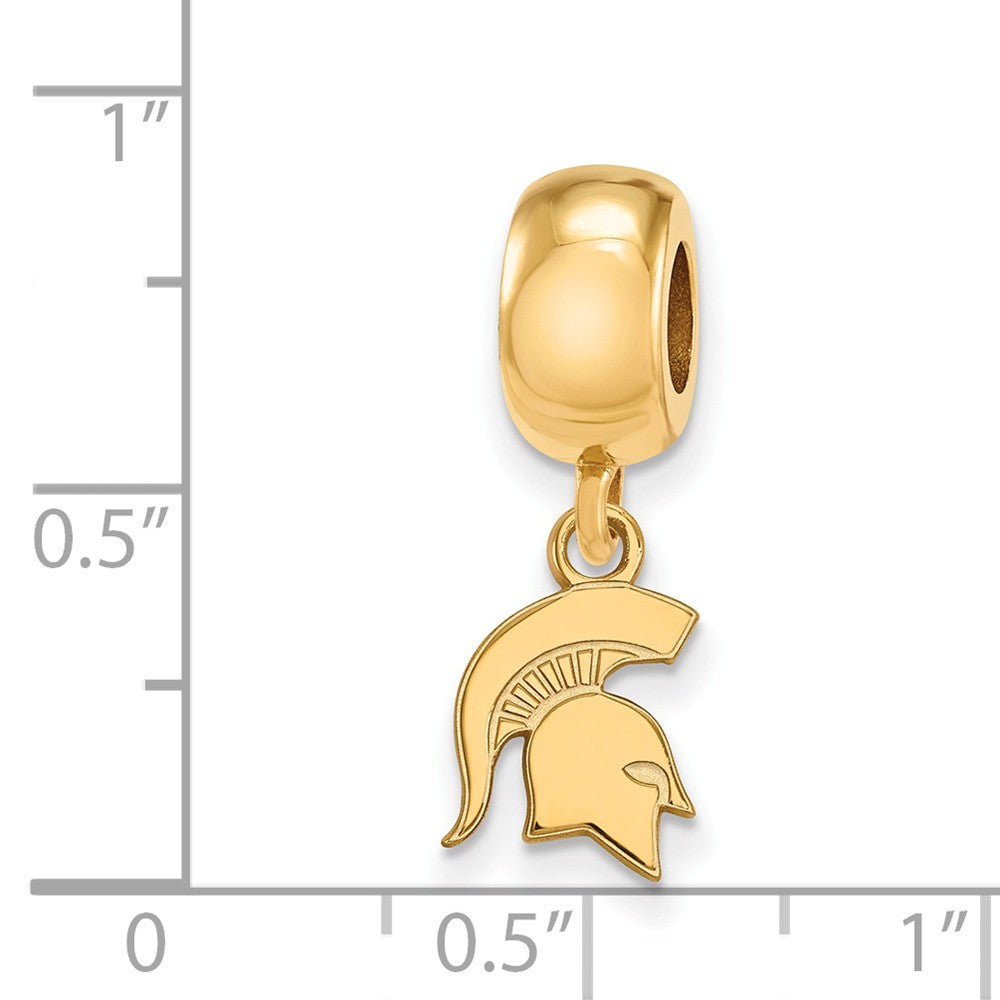 Alternate view of the 14k Gold Plated Silver Michigan State University XS Dangle Bead Charm by The Black Bow Jewelry Co.