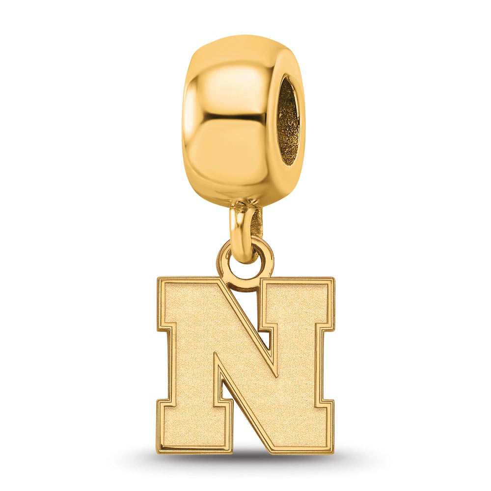 14k Gold Plated Silver Univ. of Nebraska XS Dangle Bead Charm, Item B14062 by The Black Bow Jewelry Co.