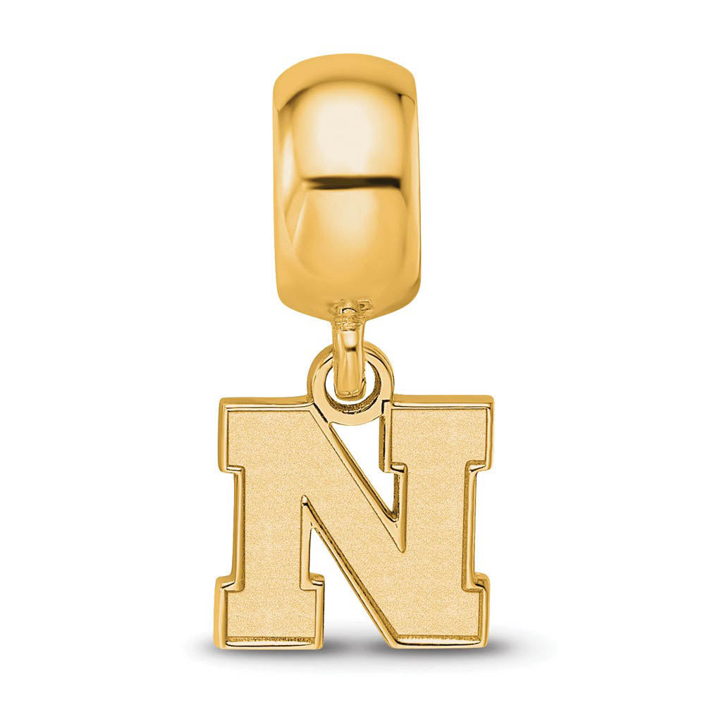 Alternate view of the 14k Gold Plated Silver Univ. of Nebraska XS Dangle Bead Charm by The Black Bow Jewelry Co.