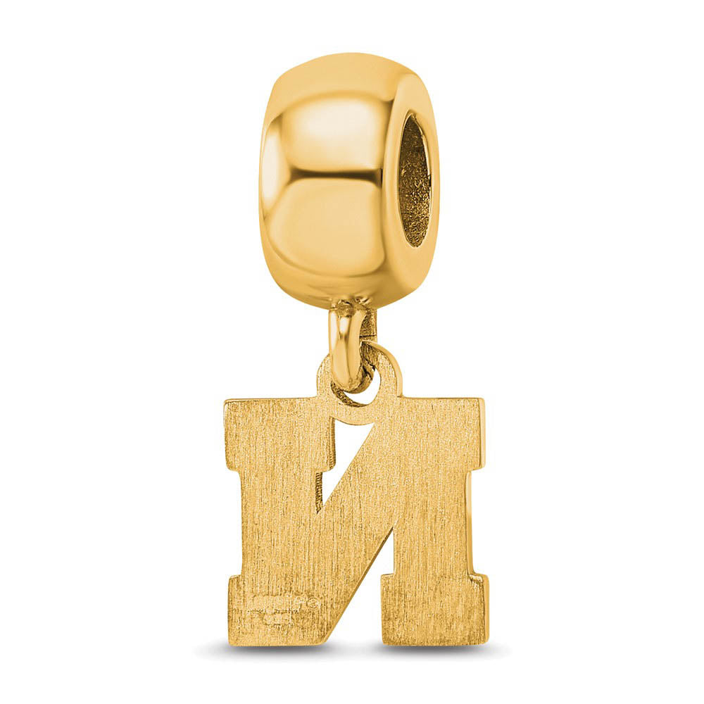 Alternate view of the 14k Gold Plated Silver Univ. of Nebraska XS Dangle Bead Charm by The Black Bow Jewelry Co.