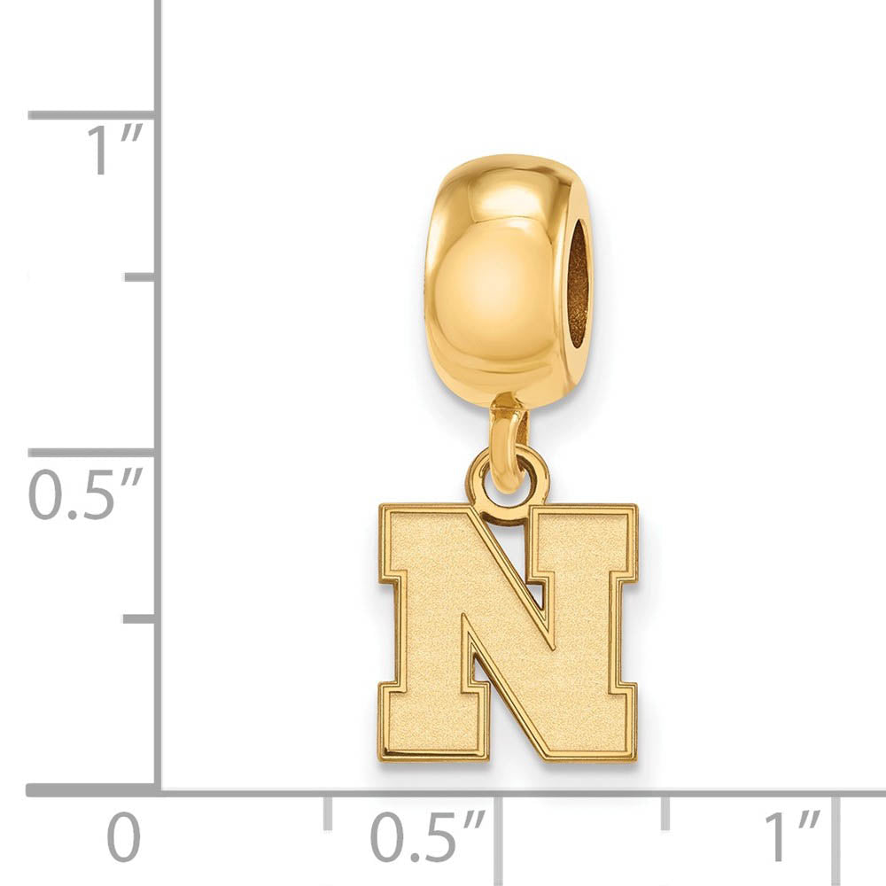 Alternate view of the 14k Gold Plated Silver Univ. of Nebraska XS Dangle Bead Charm by The Black Bow Jewelry Co.