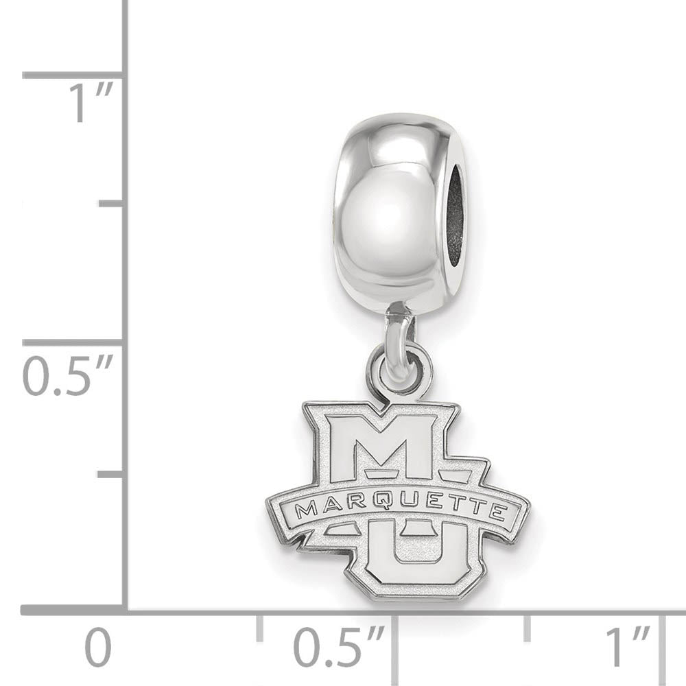 Alternate view of the Sterling Silver Marquette University XS 'MU' Dangle Bead Charm by The Black Bow Jewelry Co.