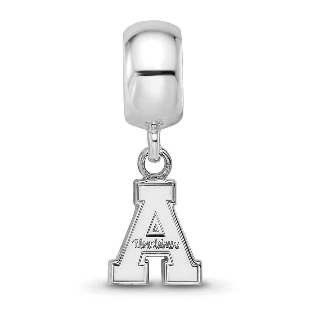 Alternate view of the Sterling Silver Appalachian State Univ. XS 'A' Dangle Bead Charm by The Black Bow Jewelry Co.