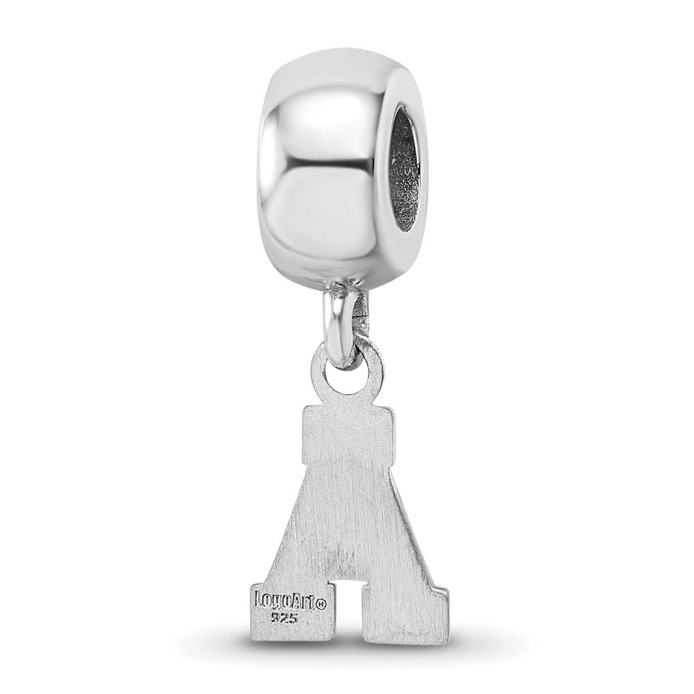Alternate view of the Sterling Silver Appalachian State Univ. XS 'A' Dangle Bead Charm by The Black Bow Jewelry Co.