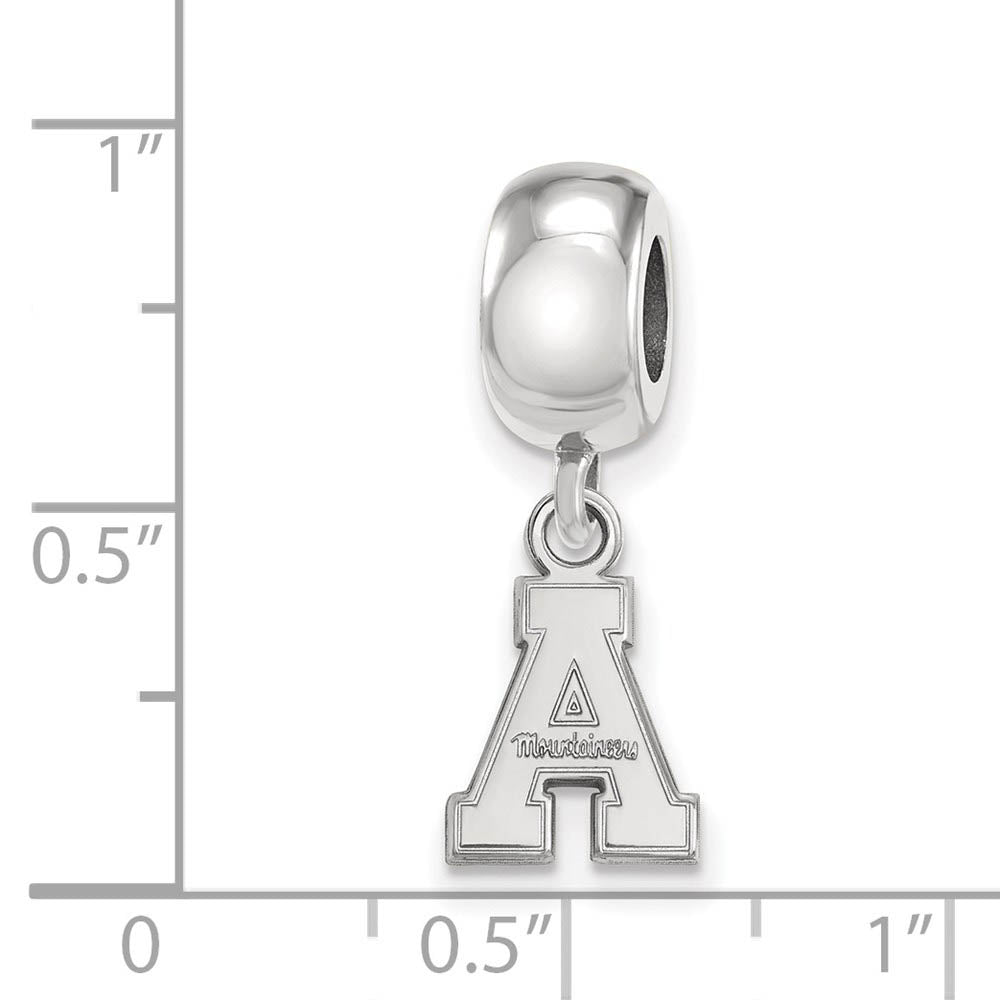 Alternate view of the Sterling Silver Appalachian State Univ. XS 'A' Dangle Bead Charm by The Black Bow Jewelry Co.