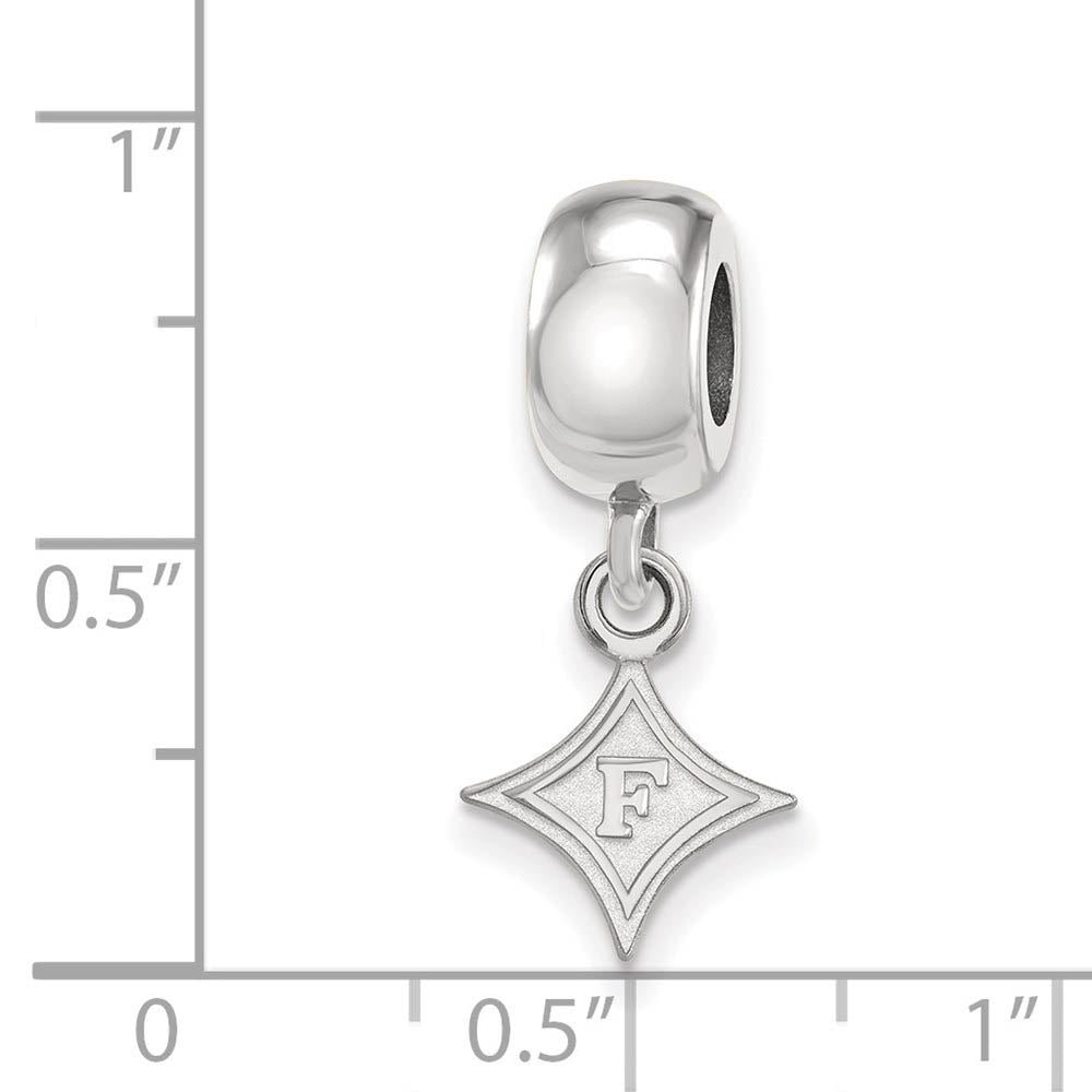 Alternate view of the Sterling Silver Furman University XS Dangle Bead Charm by The Black Bow Jewelry Co.