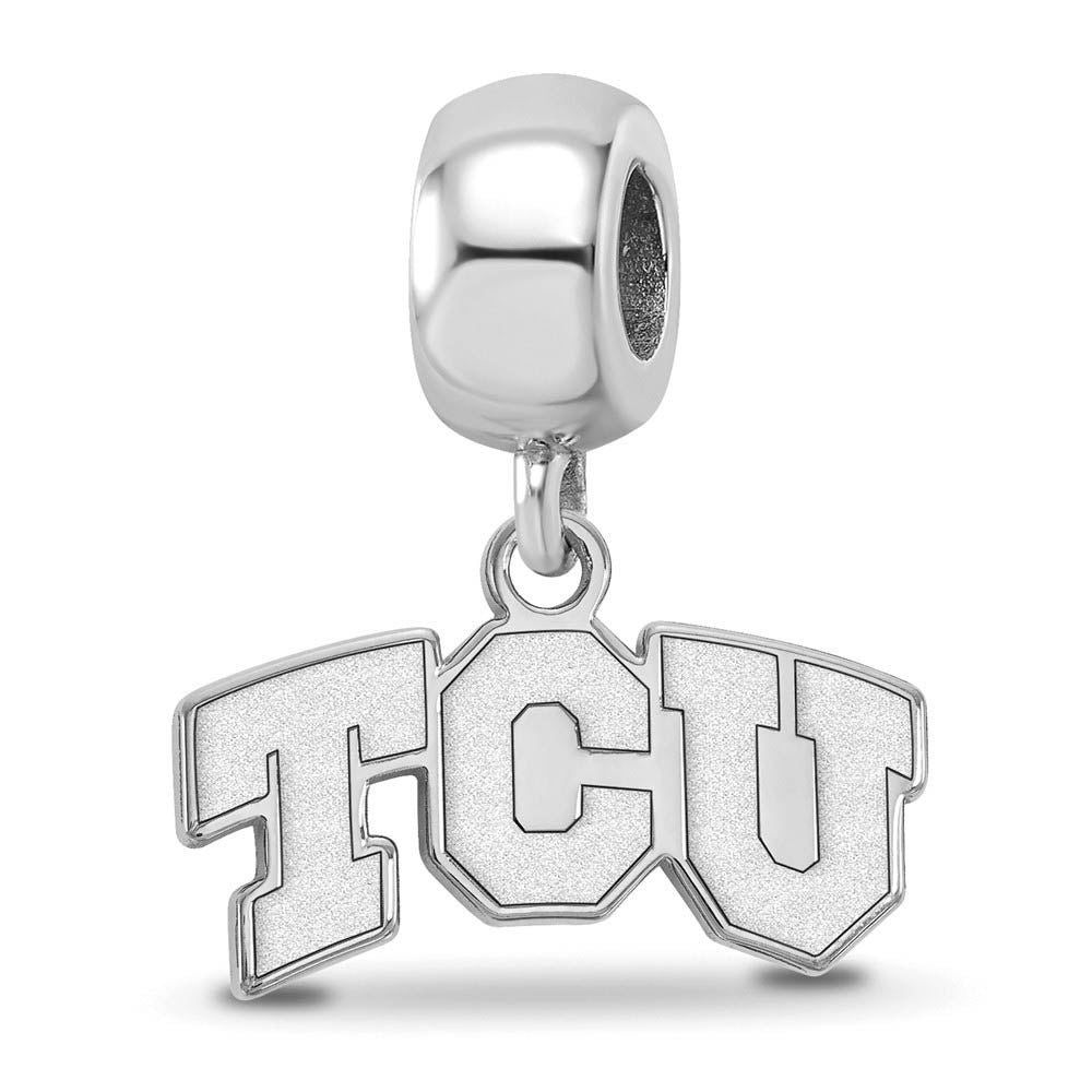 Sterling Silver Texas Christian Univ. XS 'TSU' Dangle Bead Charm, Item B14094 by The Black Bow Jewelry Co.