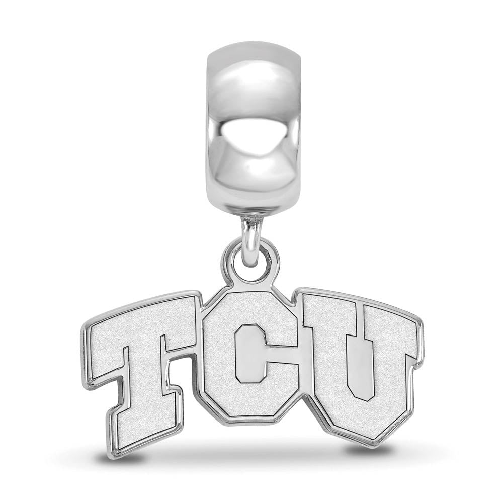 Alternate view of the Sterling Silver Texas Christian Univ. XS 'TSU' Dangle Bead Charm by The Black Bow Jewelry Co.
