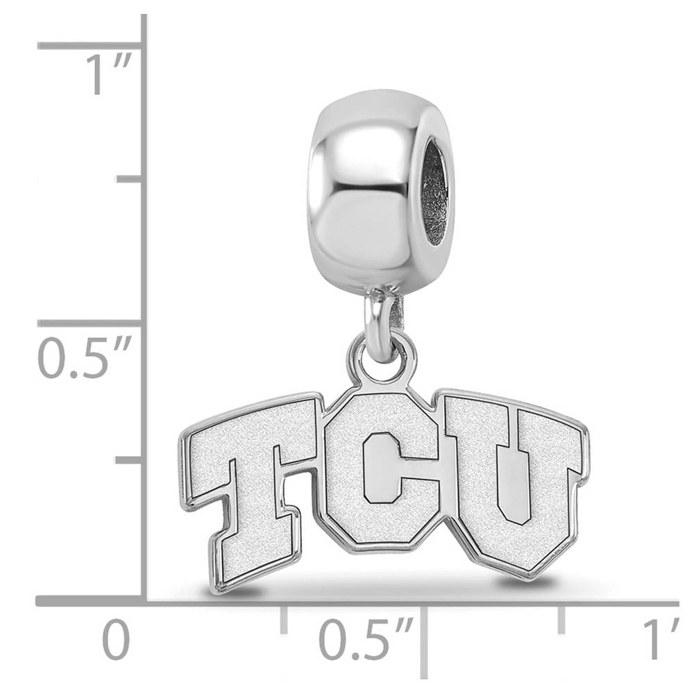 Alternate view of the Sterling Silver Texas Christian Univ. XS 'TSU' Dangle Bead Charm by The Black Bow Jewelry Co.