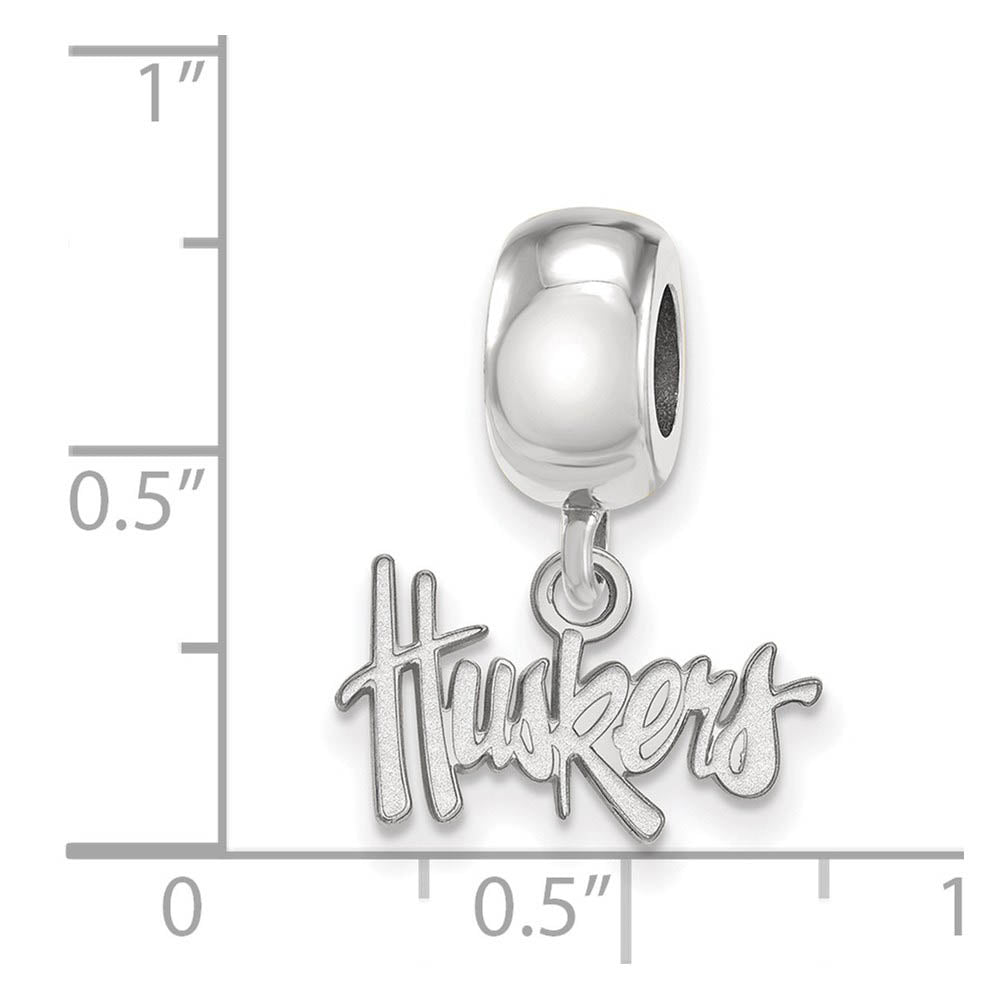 Alternate view of the Sterling Silver University of Nebraska XS Dangle Bead Charm by The Black Bow Jewelry Co.