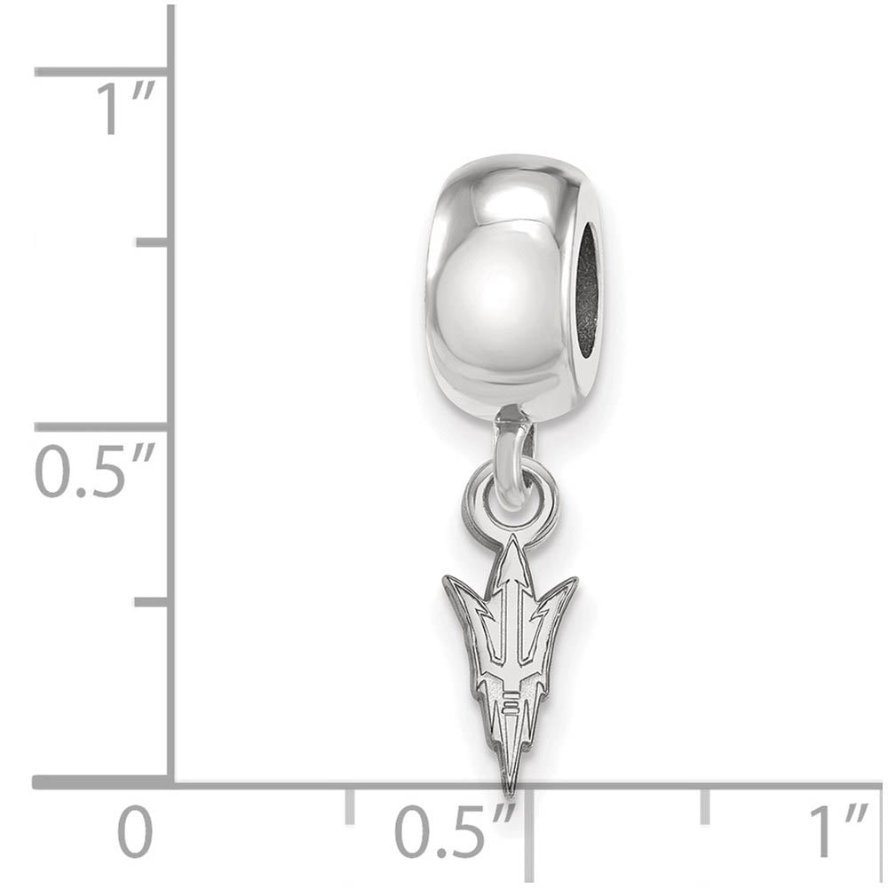 Alternate view of the Sterling Silver Arizona State Univ. XS Logo Dangle Bead Charm by The Black Bow Jewelry Co.