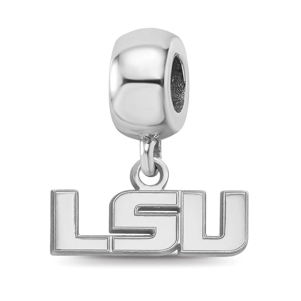 Sterling Silver Louisiana State Univ. XS 'LSU' Dangle Bead Charm, Item B14133 by The Black Bow Jewelry Co.
