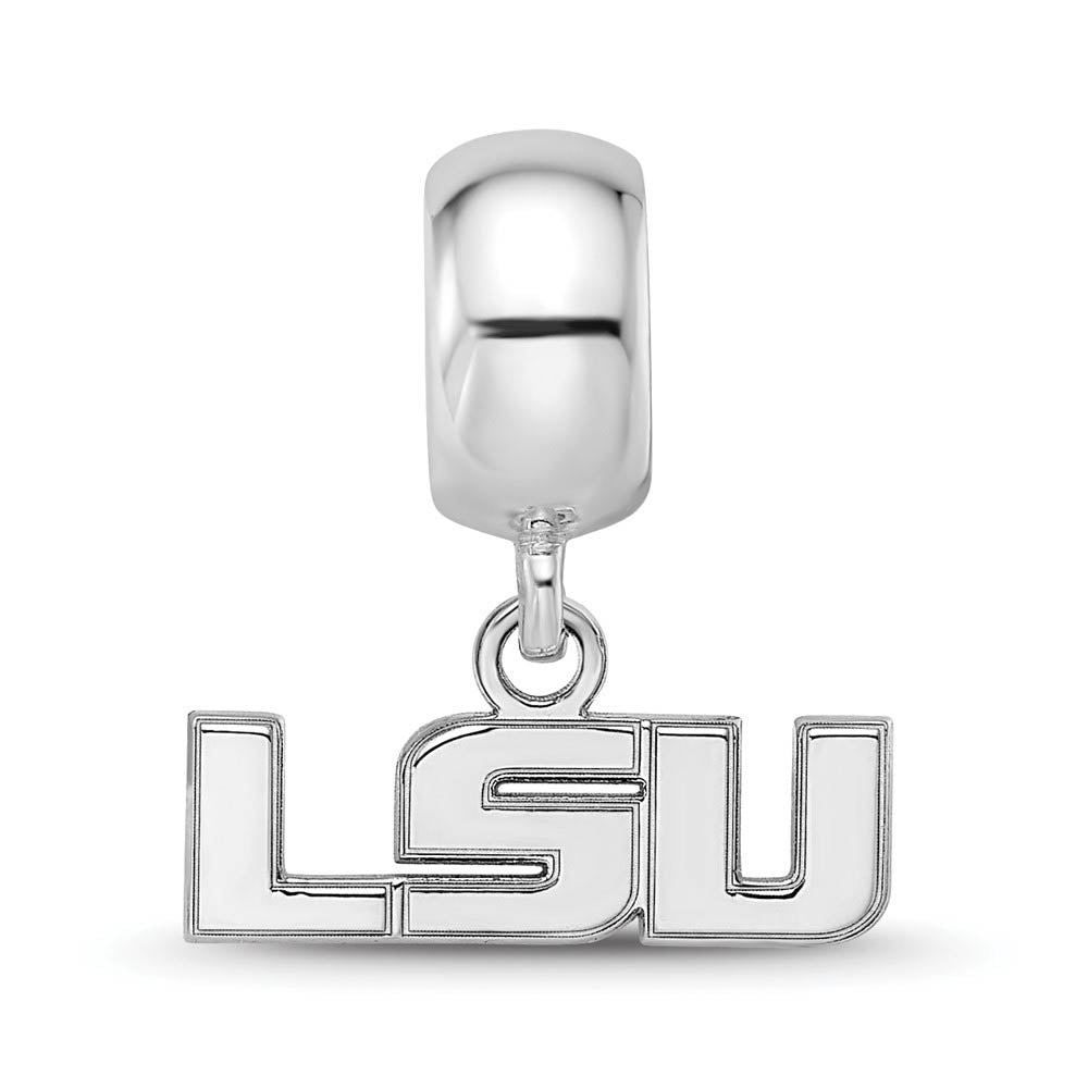 Alternate view of the Sterling Silver Louisiana State Univ. XS 'LSU' Dangle Bead Charm by The Black Bow Jewelry Co.