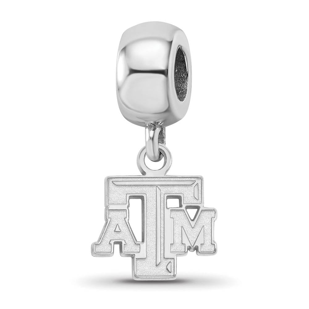 Sterling Silver Texas A&M University XS 'TAM' Dangle Bead Charm, Item B14134 by The Black Bow Jewelry Co.