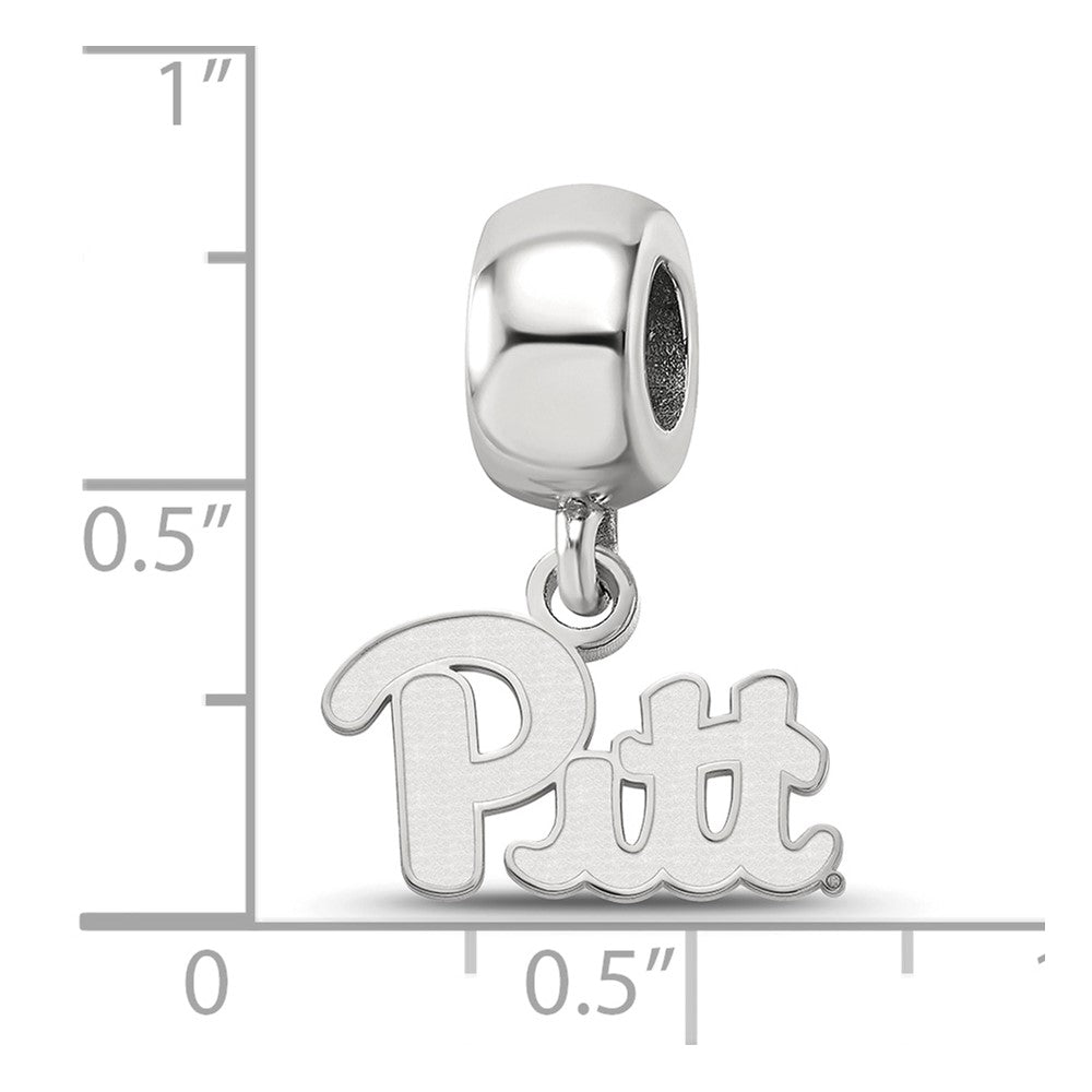Alternate view of the Sterling Silver Univ. of Pittsburgh XS &#39;Pitt&#39; Dangle Bead Charm by The Black Bow Jewelry Co.
