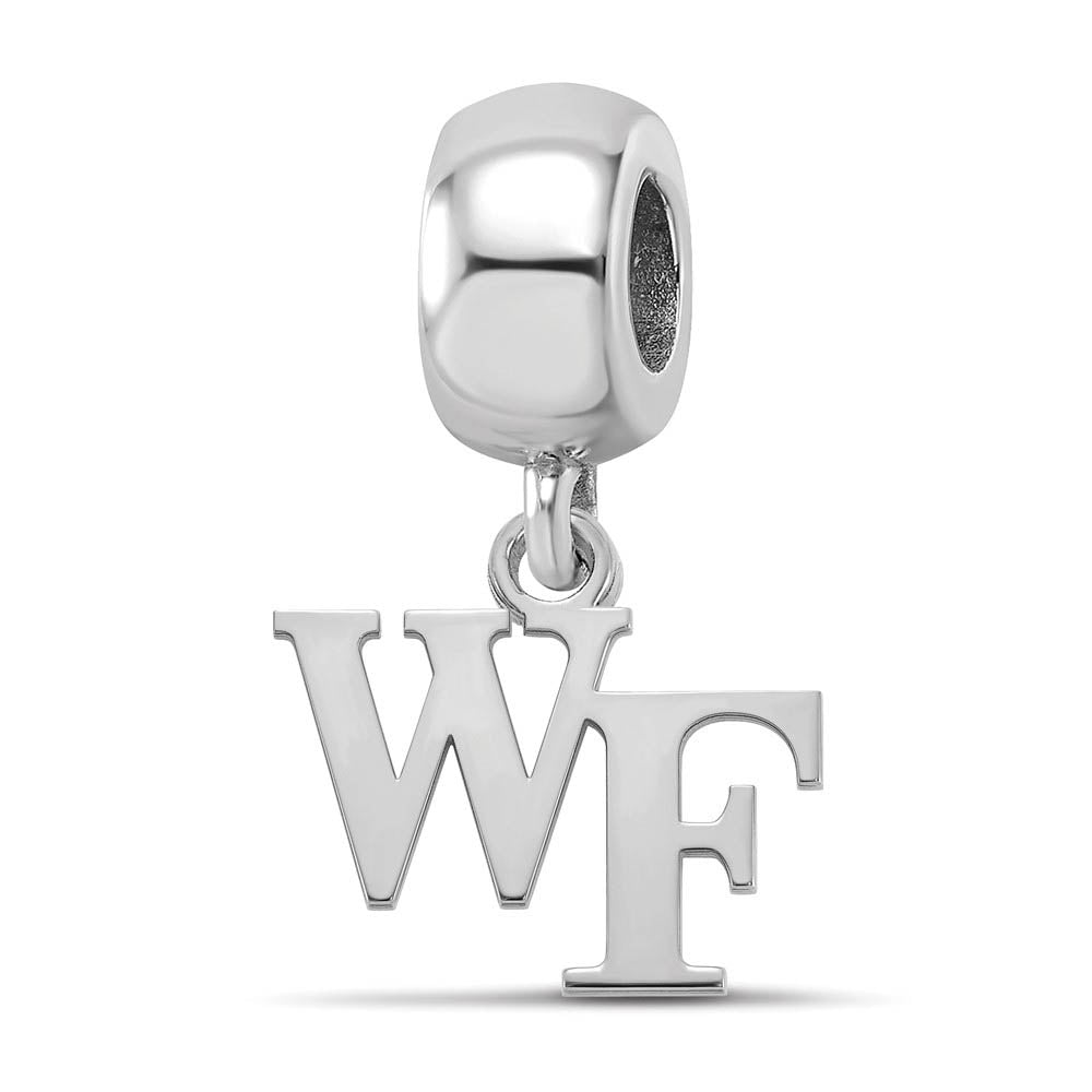 Sterling Silver Wake Forest University XS 'WF' Dangle Bead Charm, Item B14138 by The Black Bow Jewelry Co.