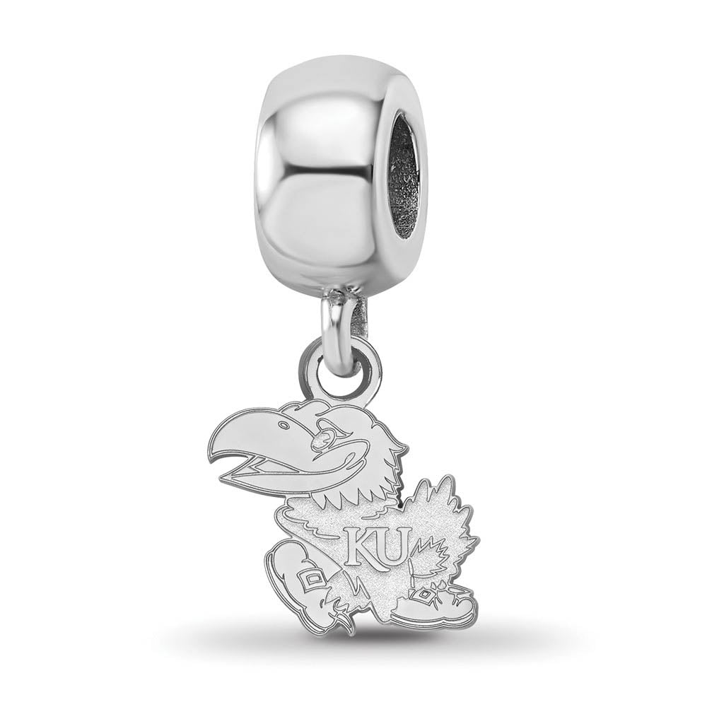 Sterling Silver University of Kansas XS Dangle Bead Charm, Item B14143 by The Black Bow Jewelry Co.