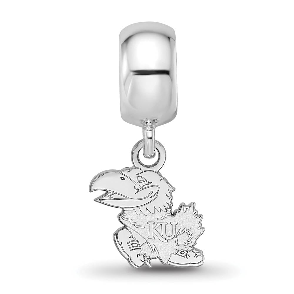 Alternate view of the Sterling Silver University of Kansas XS Dangle Bead Charm by The Black Bow Jewelry Co.