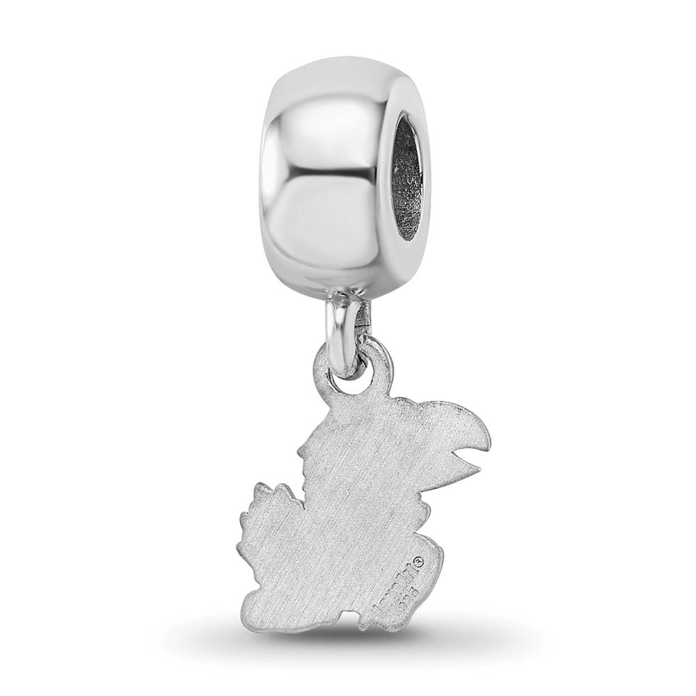 Alternate view of the Sterling Silver University of Kansas XS Dangle Bead Charm by The Black Bow Jewelry Co.