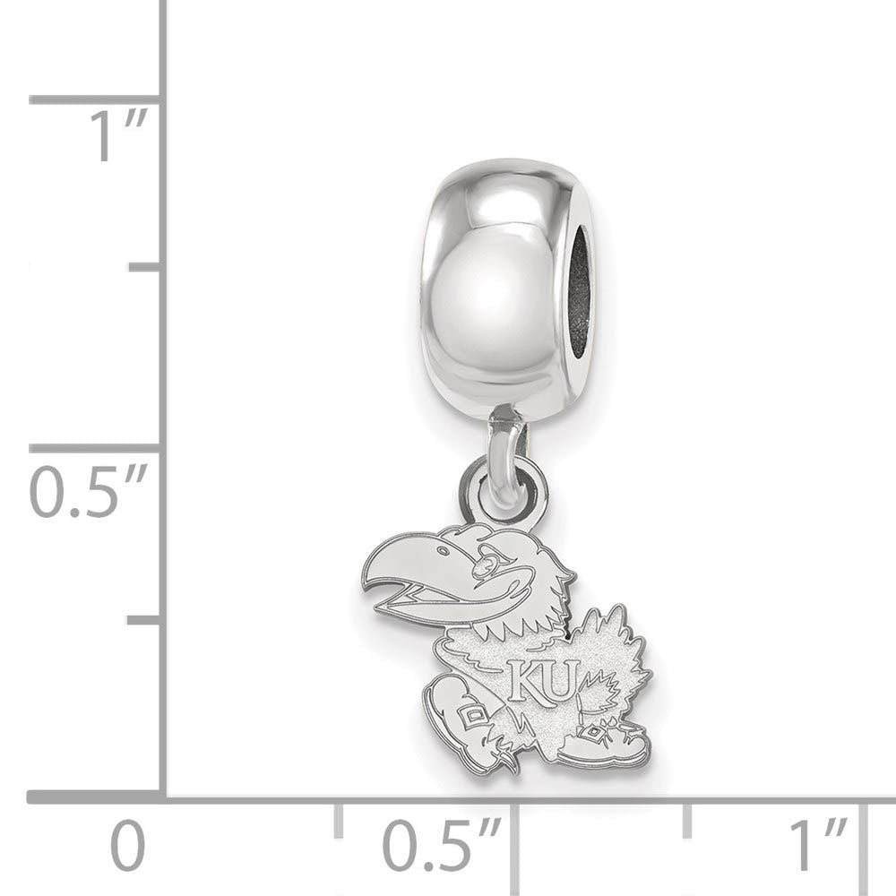 Alternate view of the Sterling Silver University of Kansas XS Dangle Bead Charm by The Black Bow Jewelry Co.