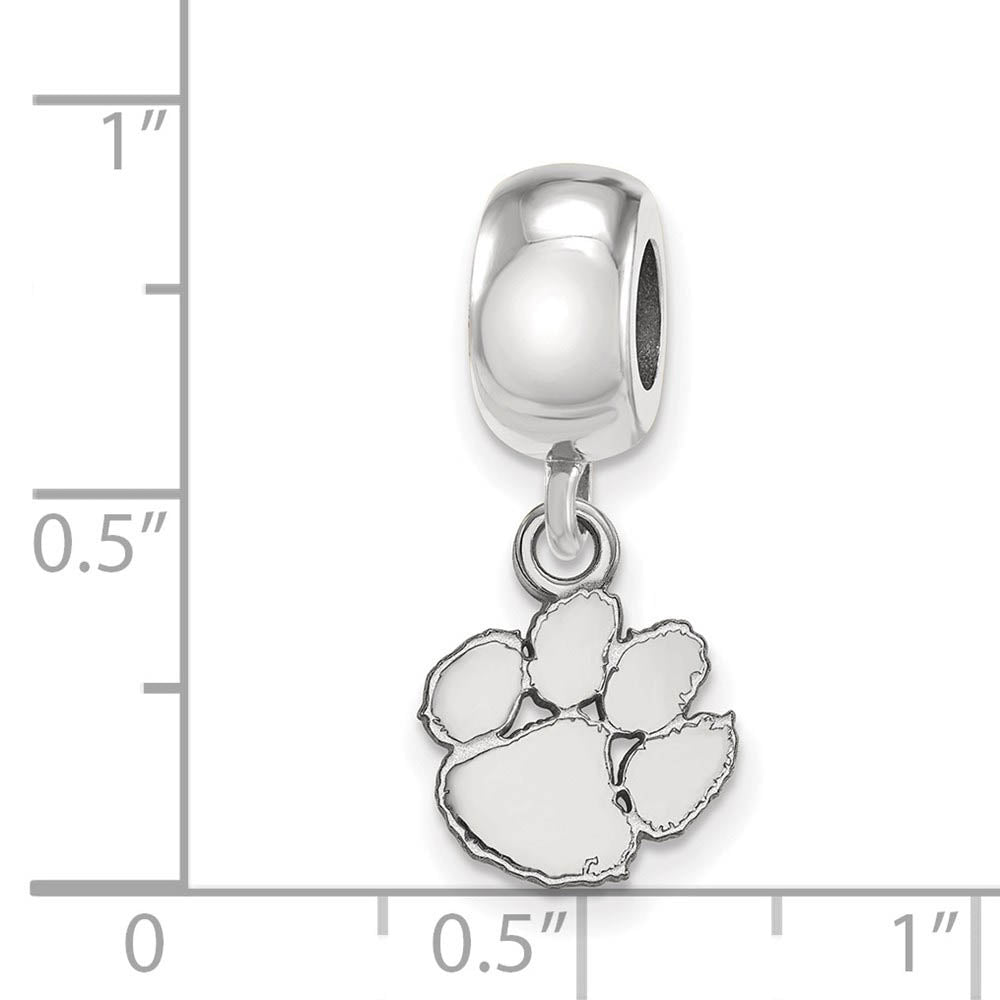 Alternate view of the Sterling Silver Clemson University XS Dangle Bead Charm by The Black Bow Jewelry Co.