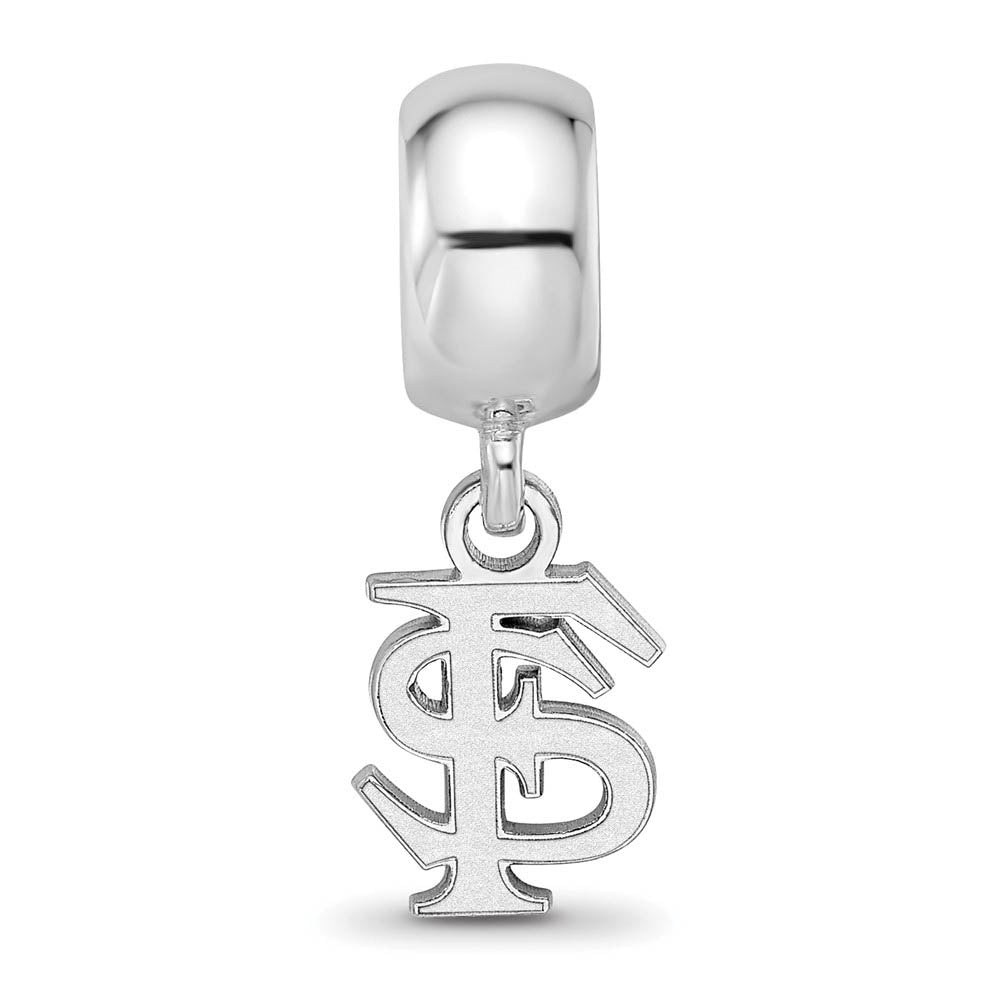 Alternate view of the Sterling Silver Florida State Univ. XS 'FS' Dangle Bead Charm by The Black Bow Jewelry Co.