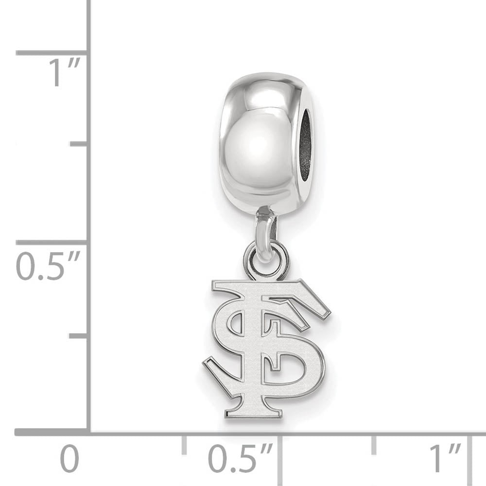Alternate view of the Sterling Silver Florida State Univ. XS 'FS' Dangle Bead Charm by The Black Bow Jewelry Co.