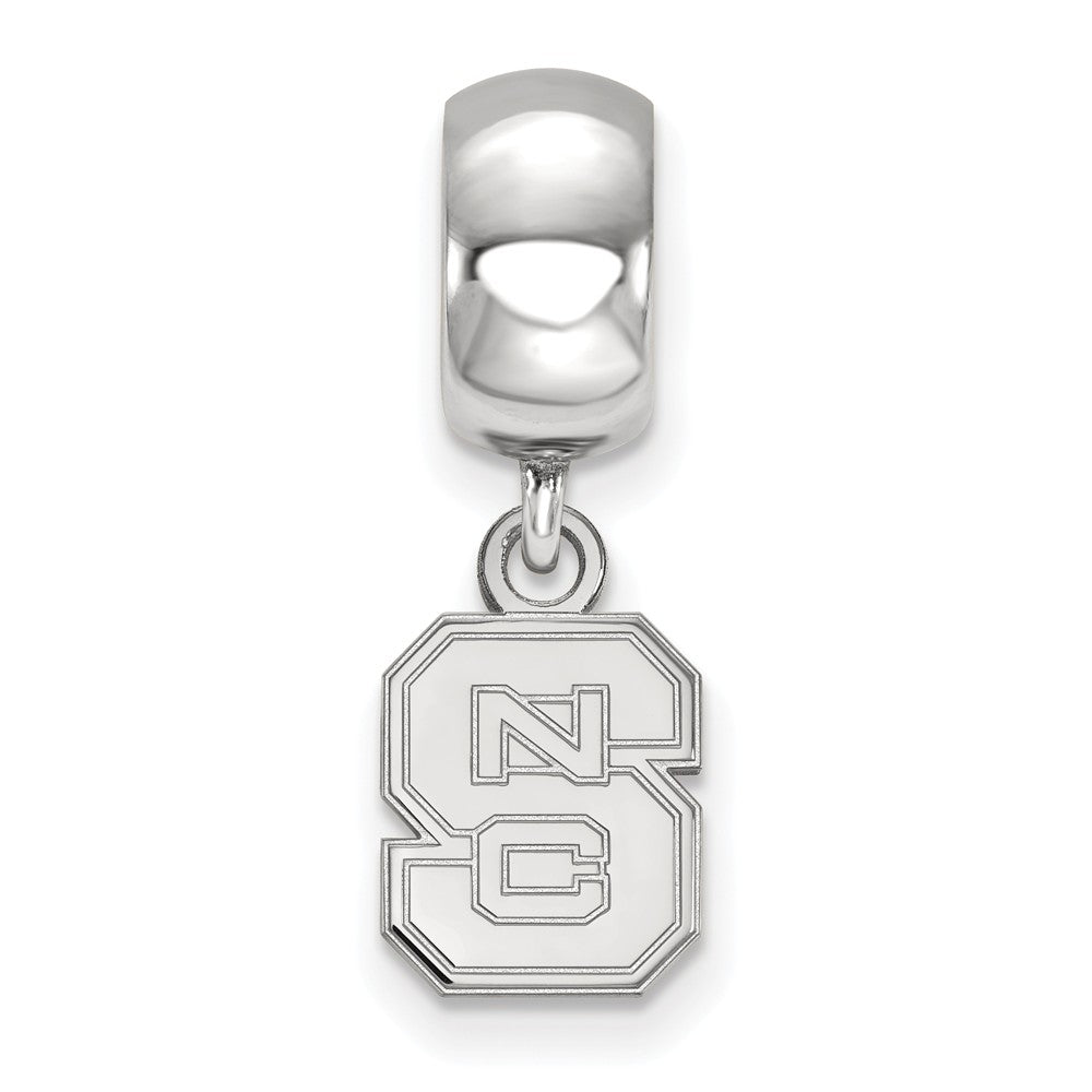 Alternate view of the Sterling Silver North Carolina State Univ. XS &#39;NCU&#39; Dangle Bead Charm by The Black Bow Jewelry Co.