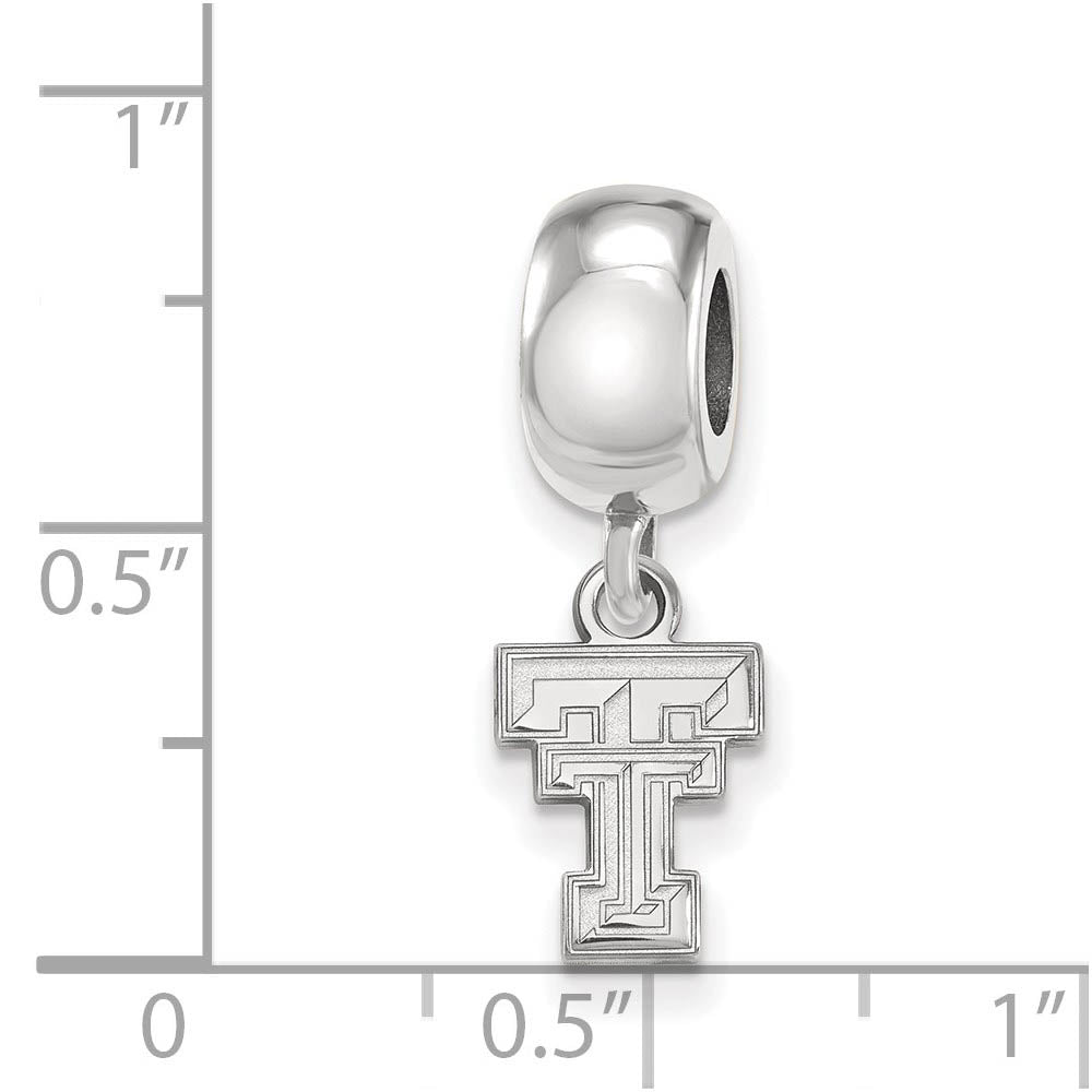 Alternate view of the Sterling Silver Texas Tech University XS Dangle Bead Charm by The Black Bow Jewelry Co.