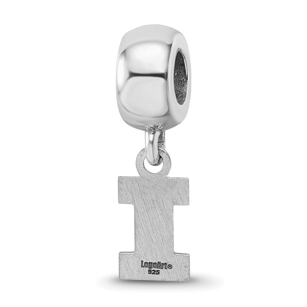 Alternate view of the Sterling Silver University of Illinois XS Dangle Bead Charm by The Black Bow Jewelry Co.