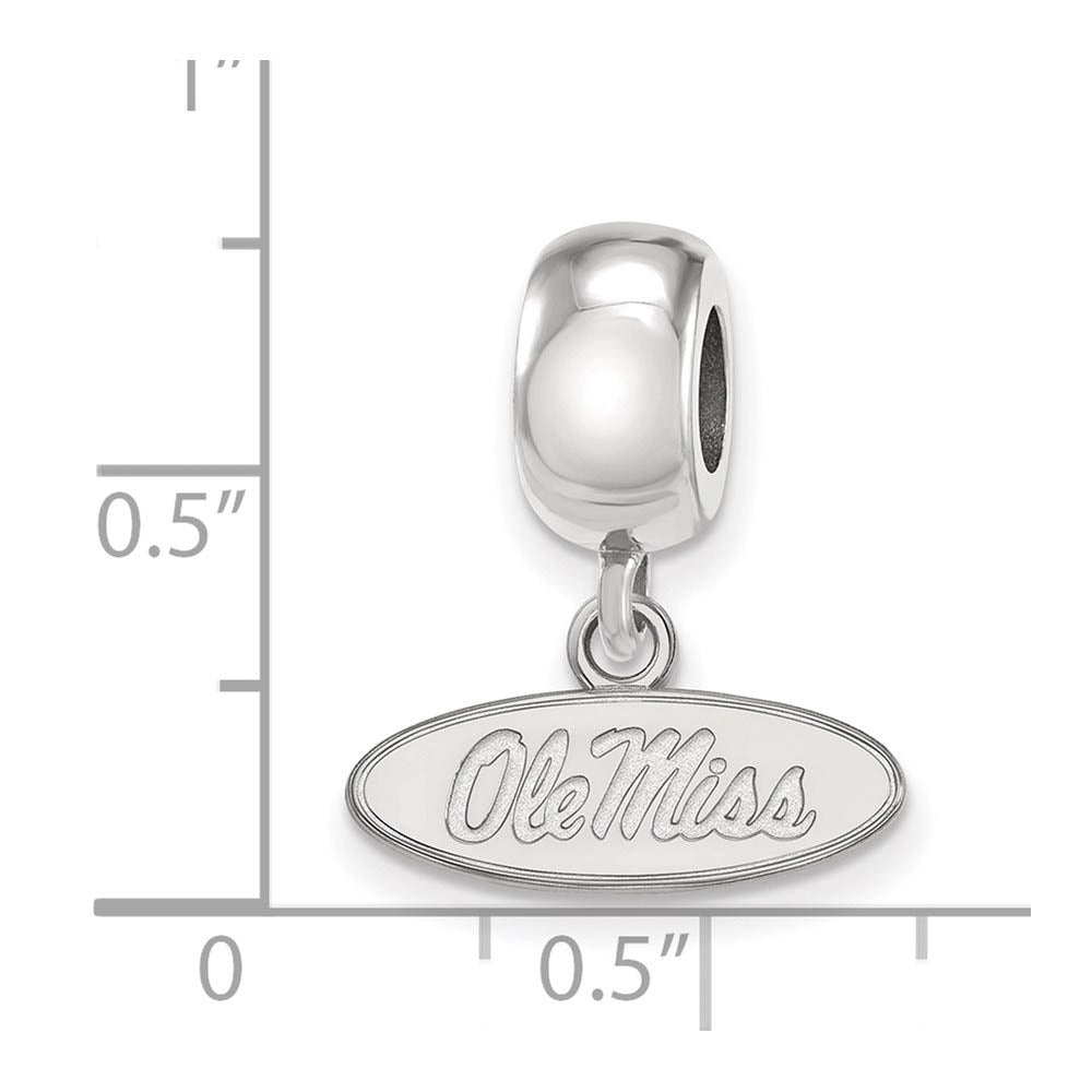 Alternate view of the Sterling Silver Univ. of Mississippi XS 'Ole Miss' Dangle Bead Charm by The Black Bow Jewelry Co.