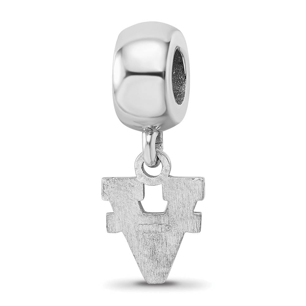 Alternate view of the Sterling Silver University of Virginia XS 'V' Dangle Bead Charm by The Black Bow Jewelry Co.