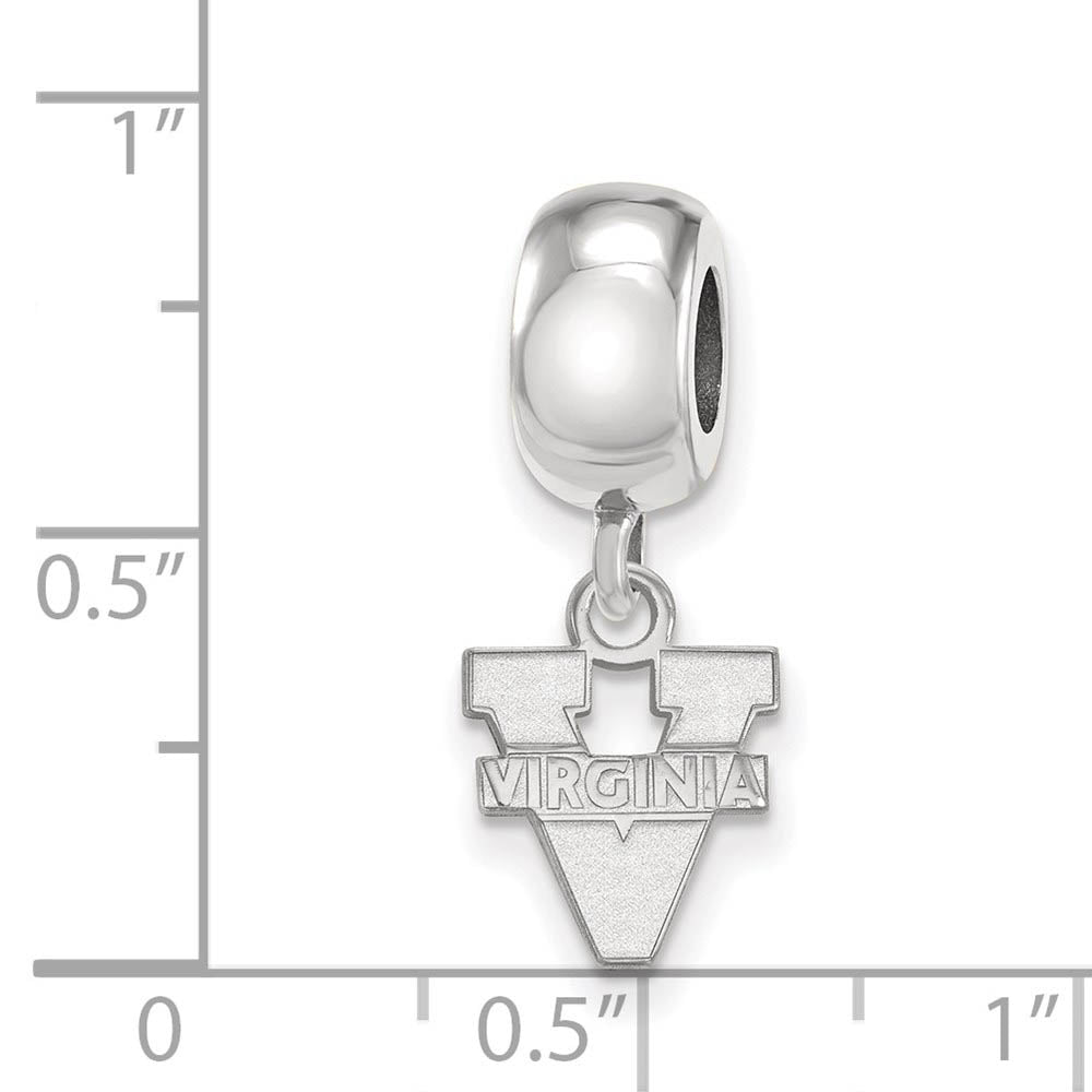 Alternate view of the Sterling Silver University of Virginia XS 'V' Dangle Bead Charm by The Black Bow Jewelry Co.