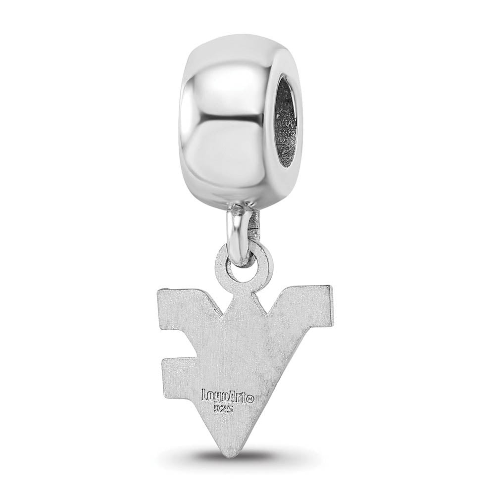 Alternate view of the Sterling Silver West Virginia Univ. XS 'WV' Dangle Bead Charm by The Black Bow Jewelry Co.