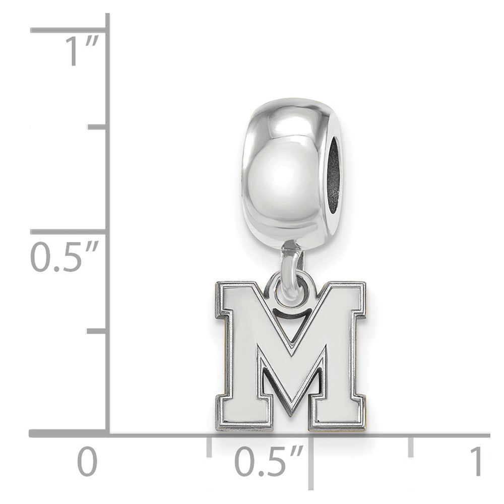 Alternate view of the Sterling Silver University of Memphis XS Dangle Bead Charm by The Black Bow Jewelry Co.