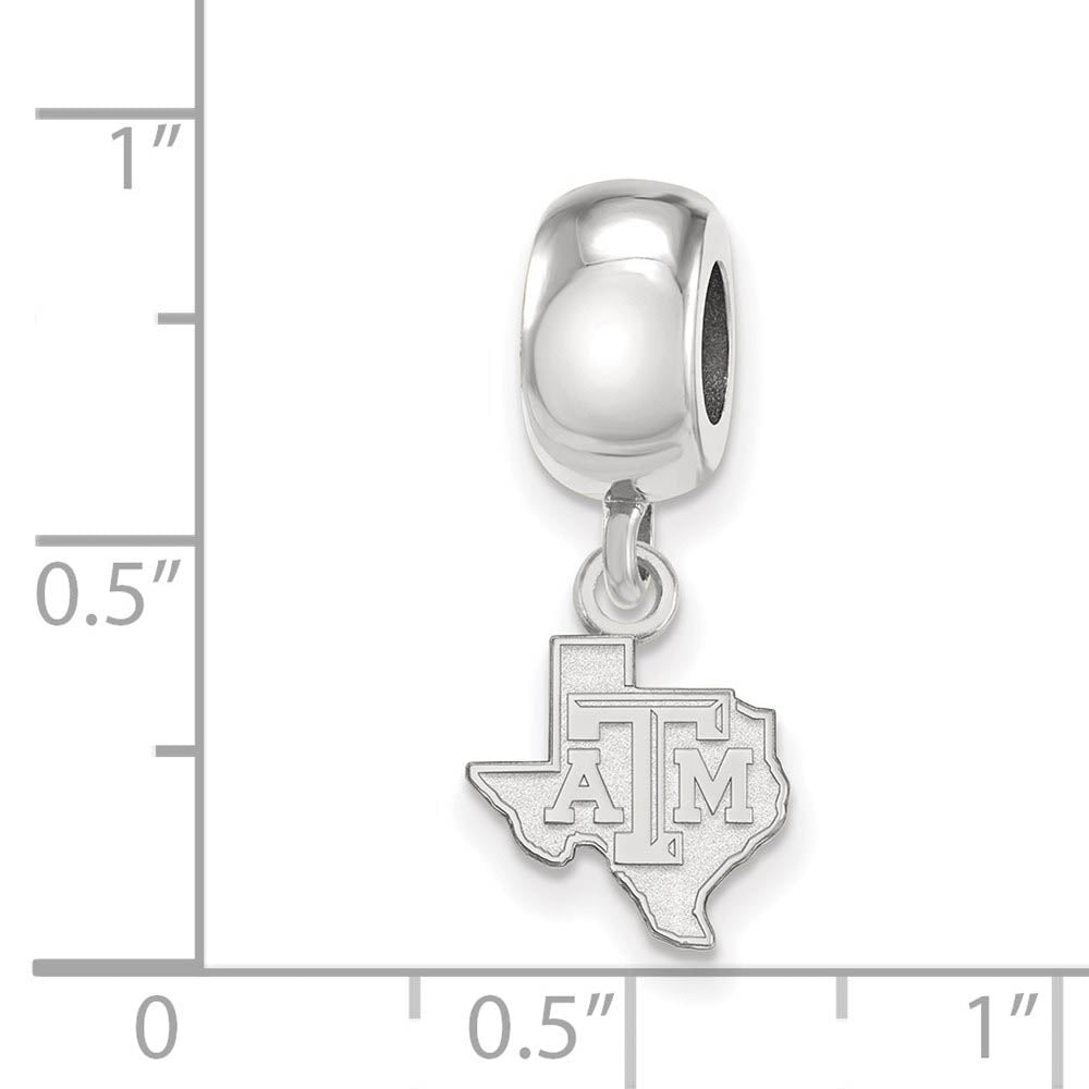 Alternate view of the Sterling Silver Texas A&M University XS Dangle Bead Charm by The Black Bow Jewelry Co.