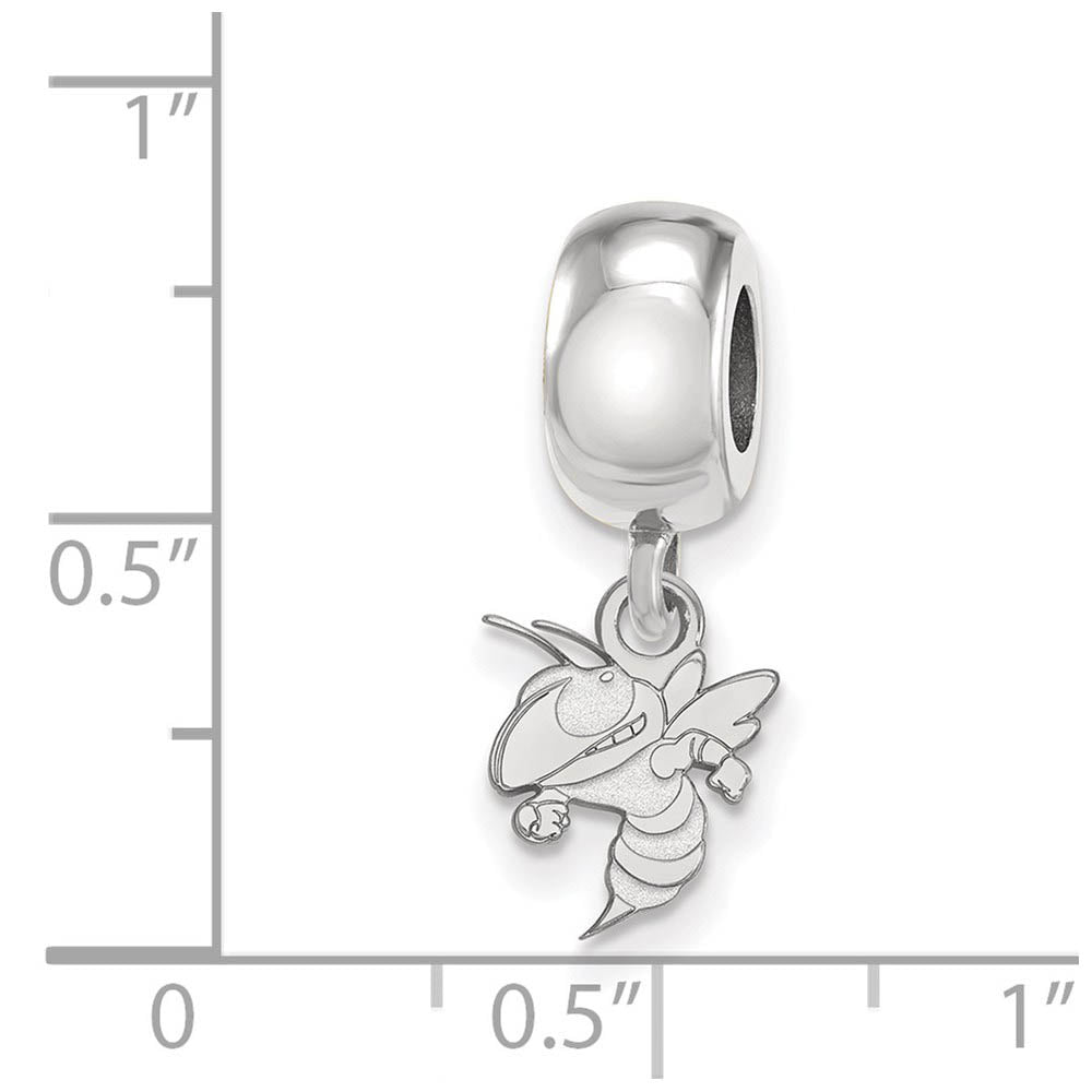 Alternate view of the Sterling Silver Georgia institute of Technology XS Dangle Bead Charm by The Black Bow Jewelry Co.