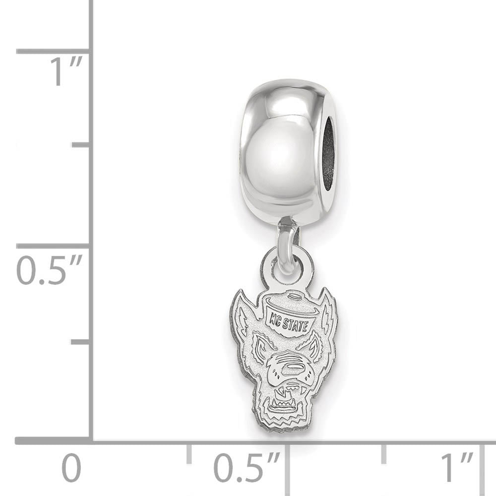 Alternate view of the Sterling Silver North Carolina State University XS Dangle Bead Charm by The Black Bow Jewelry Co.