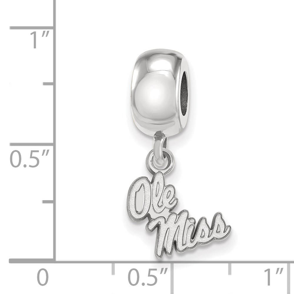 Alternate view of the Sterling Silver University of Mississippi XS Dangle Bead Charm by The Black Bow Jewelry Co.